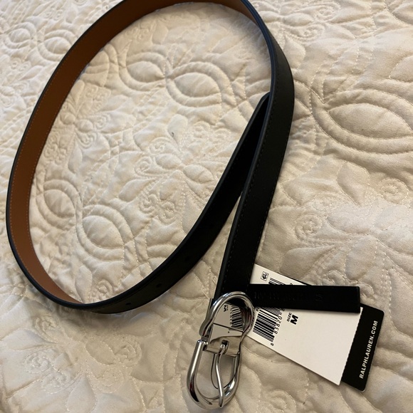 NWT Lauren Ralph Lauren Black and Brown Leather Belt - Picture 5 of 6